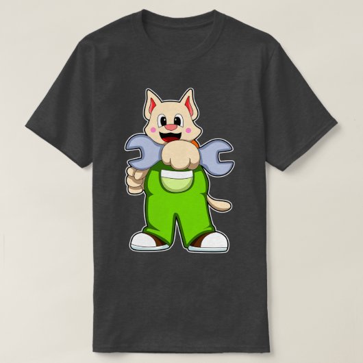 T-shirt Chat comme artisan avec clé anglaise (Design devant)
