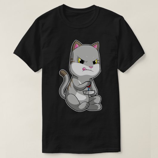 T-shirt Chat comme avec Joystick (Design devant)