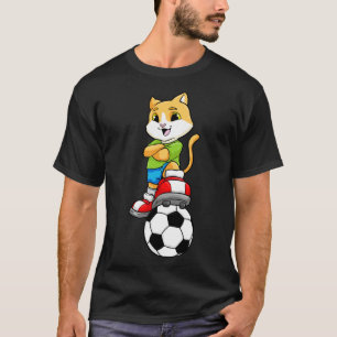 T-shirt Chat comme joueur avec balle et chaussures