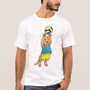 T-shirt Chat comme joueur de volley-ball avec volleyball