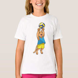T-shirt Chat comme joueur de volley-ball avec volleyball