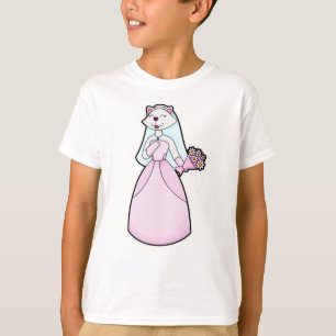 T-shirt Chat comme mariée avec bouquet de fleurs