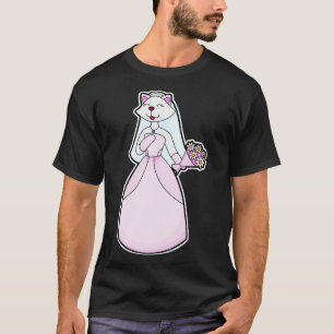 T-shirt Chat comme Mariée avec Bunch of Flowers