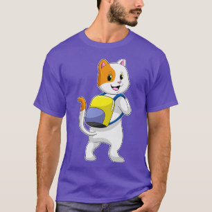 T-shirt Chat comme randonneur avec sac à dos