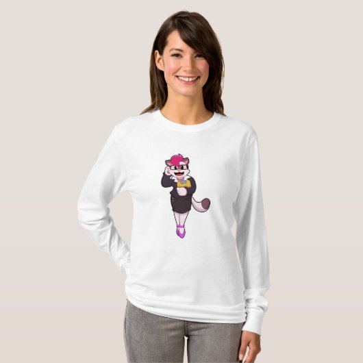 T-shirt Chat comme secrétaire avec Bloc-notes (Devant entier)