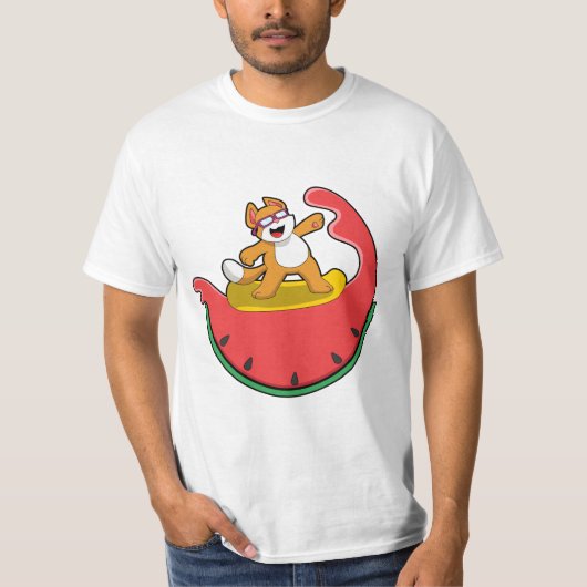 T-shirt Chat comme surfer avec Watermelon (Devant)