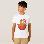 T-shirt Chat comme surfer avec Watermelon (Devant entier)