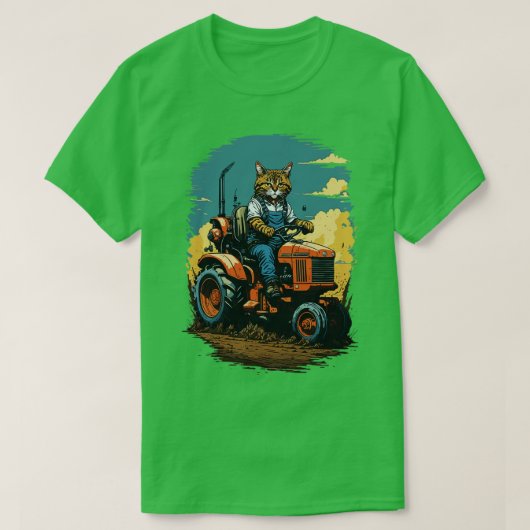 T-shirt Chat conduisant un tracteur (Design devant)