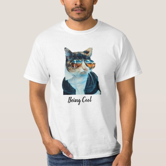 T-shirt Chat Cool amusant avec lunettes de soleil Hommes T (Devant)