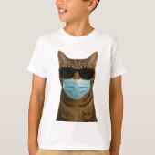 T-shirt Chat cool avec des nuances et un masque (Devant)