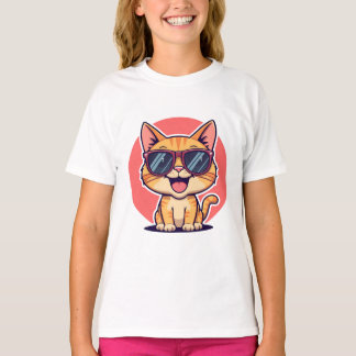 T-shirt Chat cool avec lunettes de soleil - Mignonne Funny