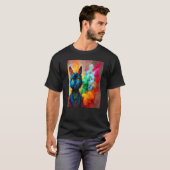 T-shirt Chat cool Selfie multicolore Portrait Smoke (Devant entier)