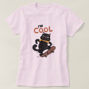 T-shirt Chat Cool Skateboard – Illustration de Chat Noir D