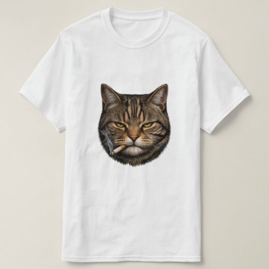 T-shirt chat cool souriant avec cigarette (Design devant)