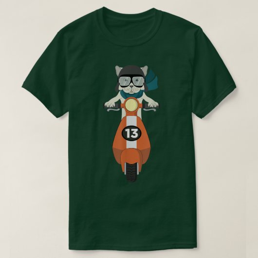 T-shirt Chat cool sur scooter cyclé pour Hipsters (Design devant)