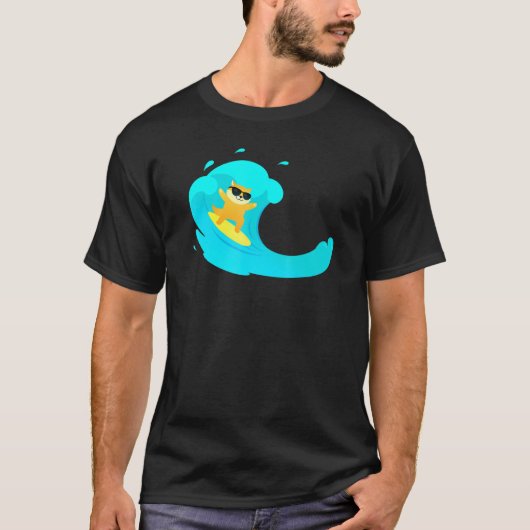 T-shirt Chat cool Sur Surfboard Riding Vague (Devant)