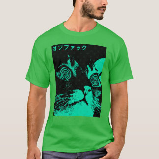 T-shirt Chat cool Vaporwave garçon style néon urbain japon