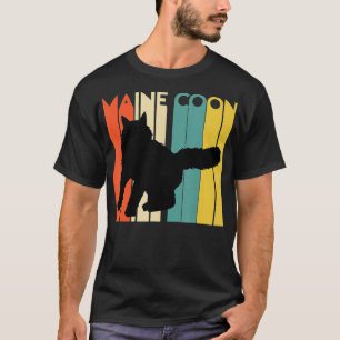 T-shirt Chat Coon Maine Rétro Silhouette Cool Feline Chat 