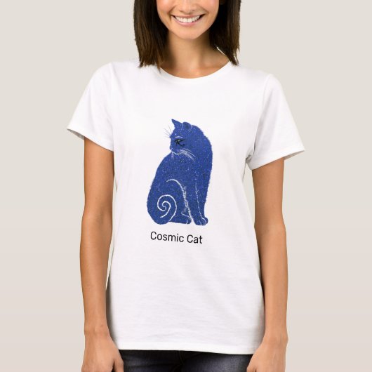 T-shirt Chat cosmique bleu (Devant)