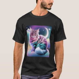 T-shirt Chat Cosmique Galaxie Univers Clair de Lune Art Ch