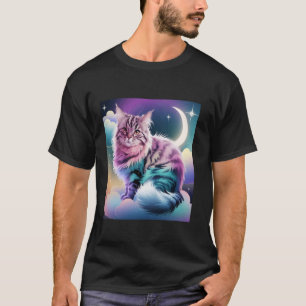 T-shirt Chat Cosmique Galaxie Univers Clair de Lune Art Ch