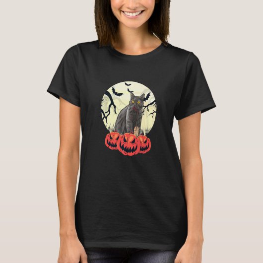T-shirt Chat costume d'Halloween (Devant)