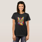 T-shirt Chat couleur de l'eau (Devant entier)