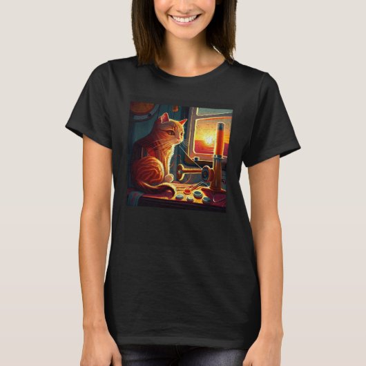 T-shirt Chat Couture Coloré (Devant)