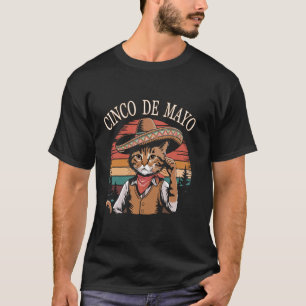 T-shirt Chat cow-boy de Cinco de Mayo avec Sombrero