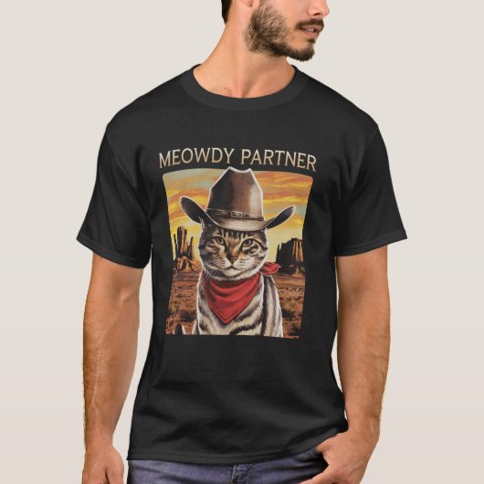 T-shirt Chat Cowboy Désert Occidental Chat Mignon Amour de (Devant)