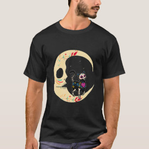 T-shirt Chat Crâne sucre Moon Dia De Los Muertos Mexicain