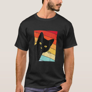 T-shirt Chat Cute Style Rétro Chats Kitty Noir