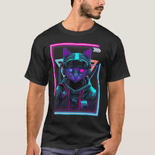 T-shirt Chat Cyberpunk Kitty Punker Futuriste Cyber Punk
