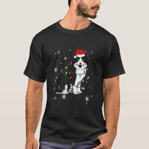 T-shirt Chat Cymric Noël Lumières Chat de Noël Chapeau de