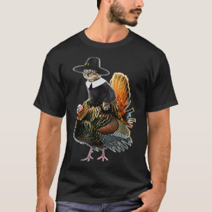 T-shirt Chat d'Action de grâce Costume de pèlerinage Thank