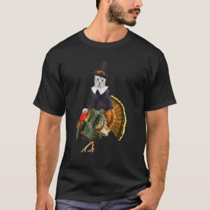 T-shirt Chat d'Action de grâce Costume de pèlerinage Thank