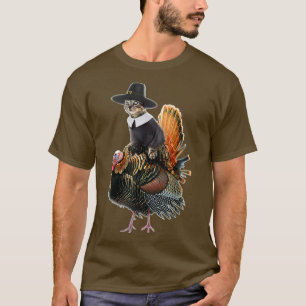 T-shirt Chat d'Action de grâce Costume de pèlerinage Thank