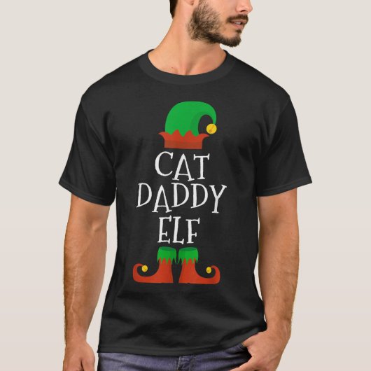 T-shirt Chat Daddy Elf Noël Matching Famille Amusante Paja (Devant)