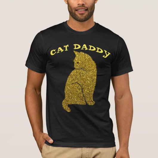 T-SHIRT CHAT DADDY FAUX OR PARTIES SCINTILLANT NOIR T-SHIR (Devant)