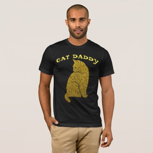 T-SHIRT CHAT DADDY FAUX OR PARTIES SCINTILLANT NOIR T-SHIR (Devant entier)