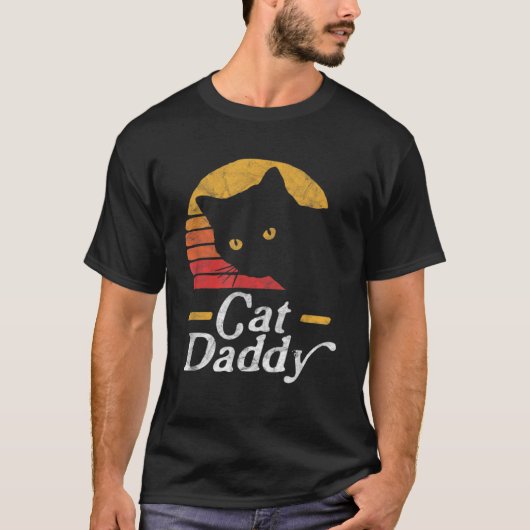 T-shirt Chat Daddy Retro les années 70 80s Style Distresse (Devant)