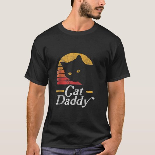 T-shirt Chat Daddy Retro les années 70 80s Style Distresse (Devant)