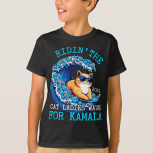 T-shirt Chat Dames Bleu Vague Pour Kamala Harris Pres
