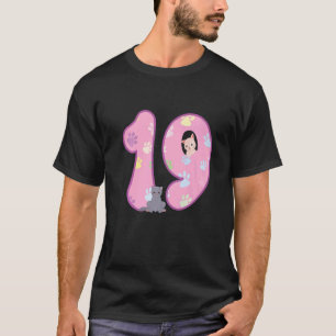 T-shirt Chat d'anniversaire 19 ans Fête d'anniversaire de
