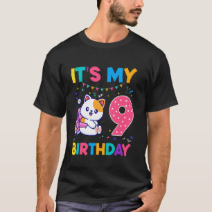 T-shirt Chat d'anniversaire 9 ans Chaton minou 9ème annive