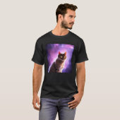 T-shirt Chat dans la galaxie violette de l'espace (Devant entier)