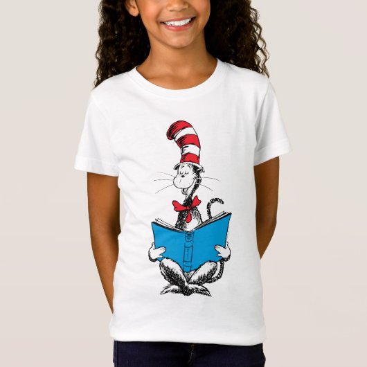T-Shirt Chat dans le chapeau en lecture (Devant)
