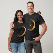 T-shirt Chat Dans Le Design Lune (Unisexe)