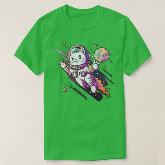 T-shirt Chat dans l'espace Amusant Chat Cadeau Retro Vinta (Design devant)