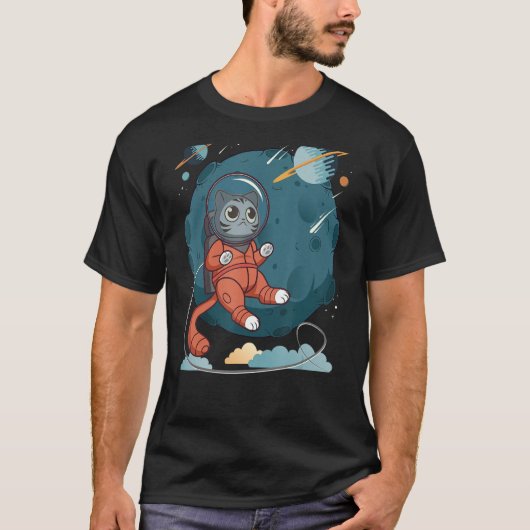 T-shirt Chat dans l'espace Chat Nerdy 4 (Devant)